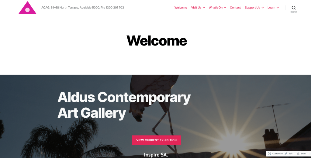 Screen shot of homepage from web development assignment